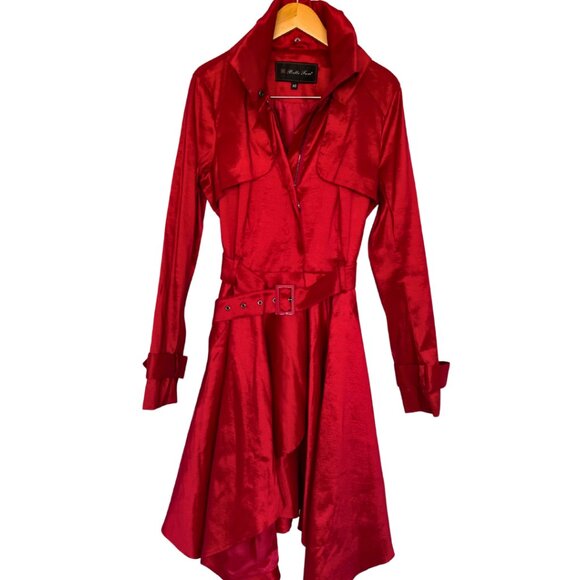 Belle Fare Elegant Red Trench Coat | Boutique - Picture 3 of 8